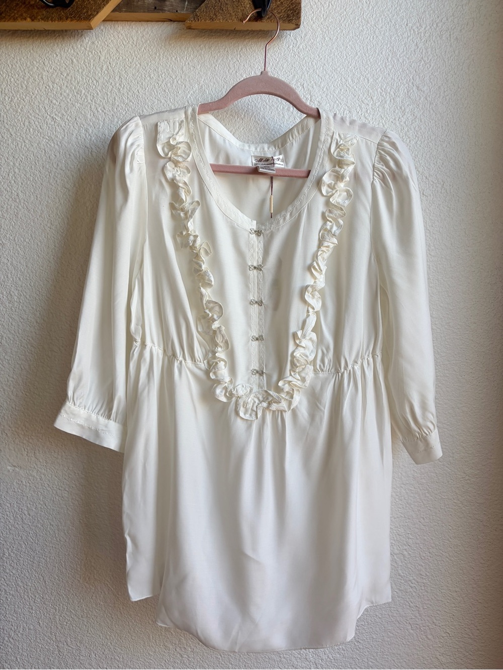 Y2K Deadstock Max Studio Ivory Ruffle Yoke Blouse 1X